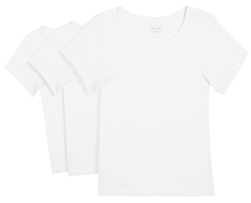 Rene Rofe Girls Undershirt - 3 Pack 100% Cotton No Show Crewneck Cotton Shirt - Basic Tee Shirts for Girls, Size 14, White - Image 1